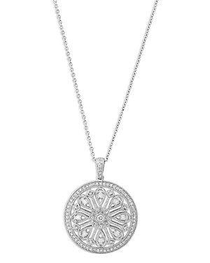 Bloomingdale's Diamond Round & Baguette Mandala Pendant Necklace in 14K White Gold, 0.35 ct. t.w. - 