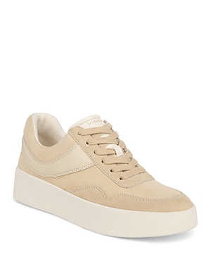 Vince Warren Mixed Leather Court Sneakers In Macadamia
