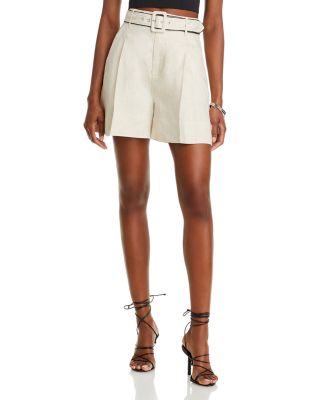 STAUD - Eris Linen Belted Shorts