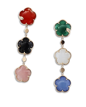 Pasquale Bruni 18k Rose Gold Petit Joli Multi Stone Flower Mismatch Drop Earrings In Multi/rose Gold