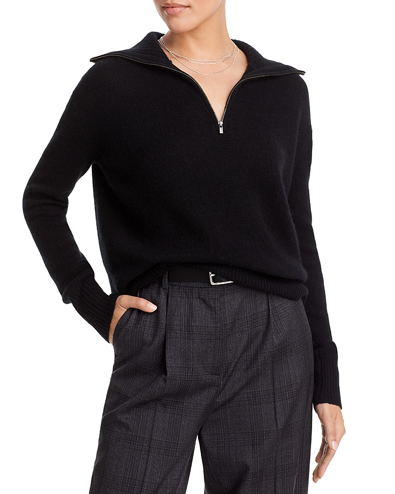 C By Bloomingdale's Cashmere Drop Shoulder Half Zip Cashmere Sweater - Exclusive In Black