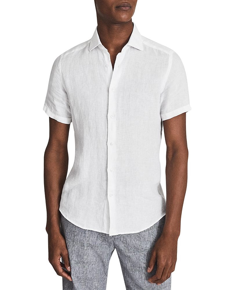 Reiss Holiday Slim Fit Short Sleeve Linen Shirt