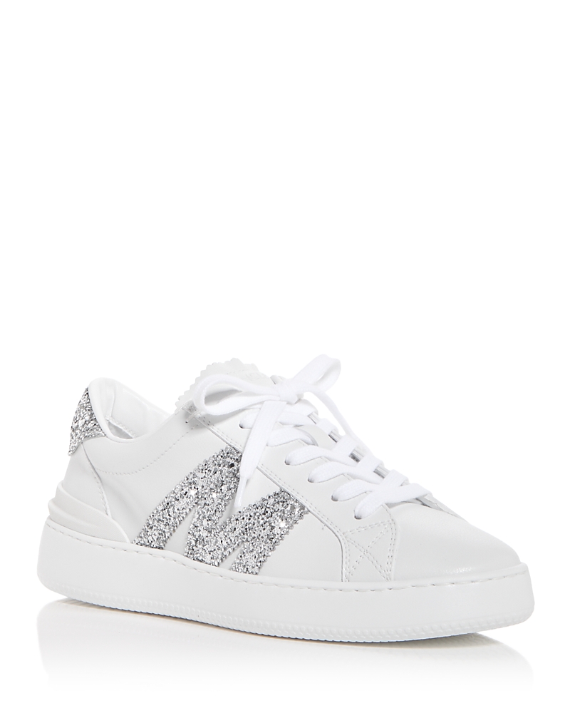 Moncler Monaco Bicolor Low-top Sneakers In White Glitter