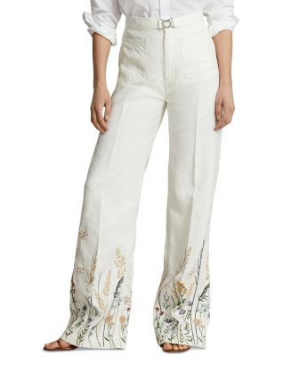 Ralph Lauren Embroidered Wide Leg Pants Bloomingdale s