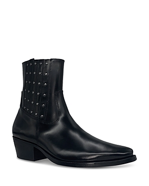 Karl Lagerfeld Paris Men's Studded Leather Western Boots