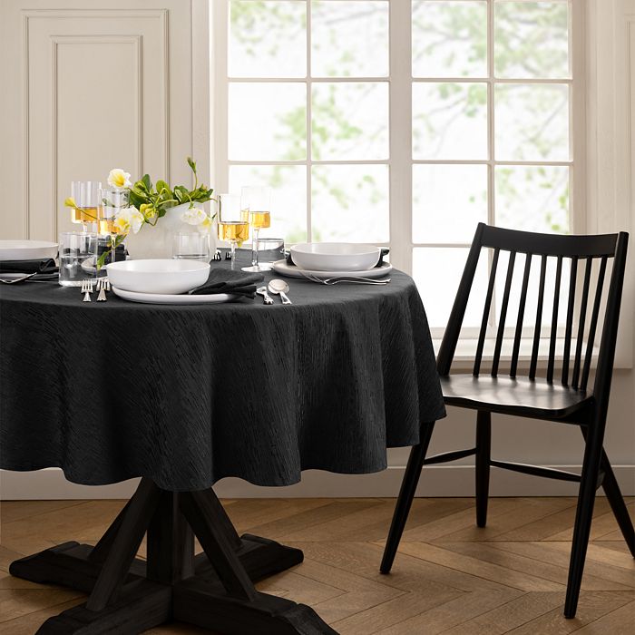 Shop Elrene Home Fashions Continental Solid Texture Water And Stain Resistant Oval Tablecloth, 60 X 84 In Black