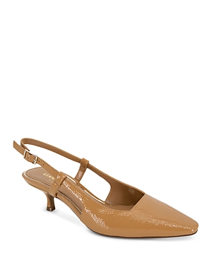 Kenneth Cole Women's Martha Pointed Toe Slip On Slingback Flats In Camel Patent