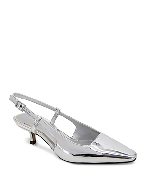Kenneth Cole Women's Martha Pointed Toe Slip On Slingback Flats In Silver