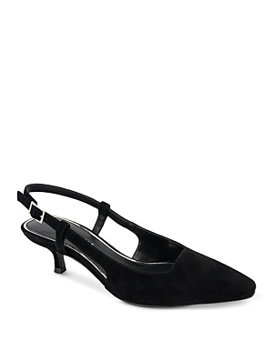Kenneth Cole Women's Martha Pointed Toe Slip On Slingback Flats In Black Suede