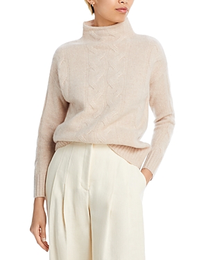 C By Bloomingdale's Cashmere Mock Neck Cable Cashmere Jumper - 100% Exclusive In Oatmeal Heather