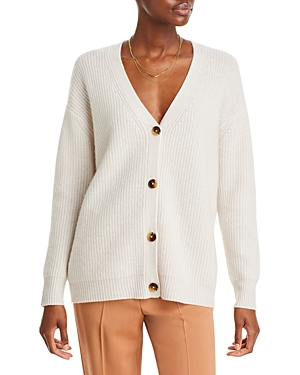 C By Bloomingdale's Cashmere Ribbed Oversized Cashmere Cardigan - 100% Exclusive In Alabaster