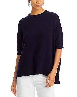 C By Bloomingdale's Cashmere C By Bloomingdale's Short Sleeve Cashmere Sweater - 100% Exclusive In Navy