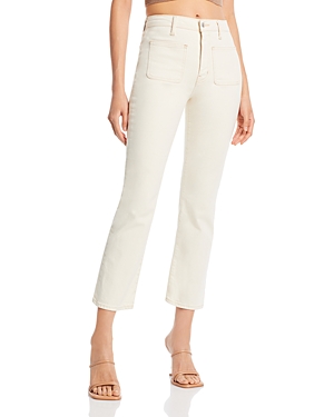 Derek Lam 10 Crosby Crop Flare Leg Jeans With Patch Pockets in Natural