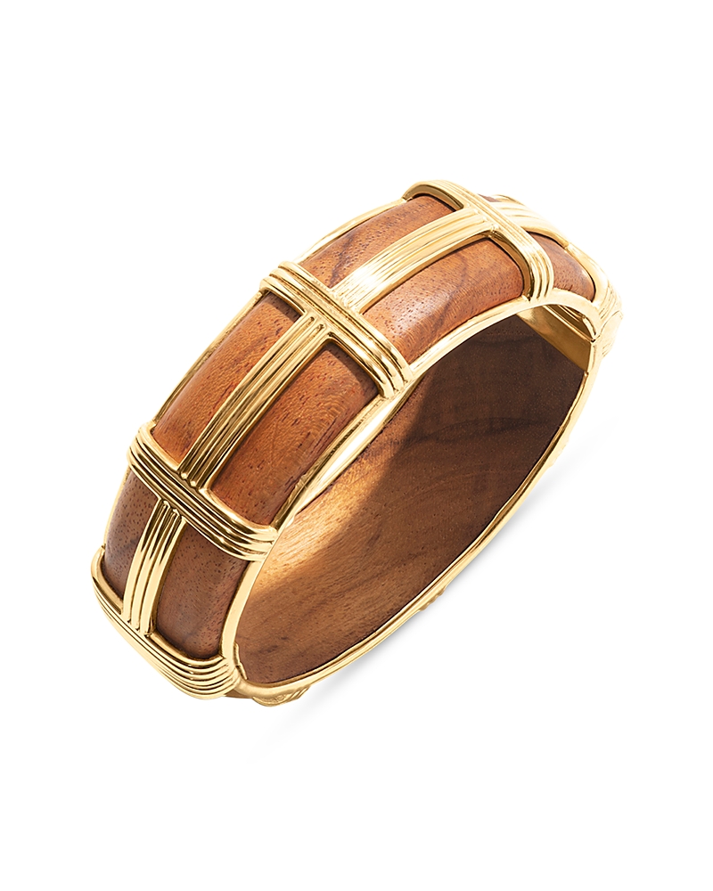 Capucine De Wulf Gaia Hinged Bangle Bracelet In Brown/gold
