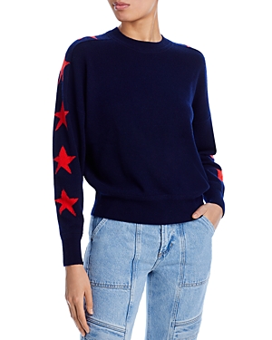 Aqua Cashmere Star Intarsia Sweater - 100% Exclusive In Peacoat/red Orange
