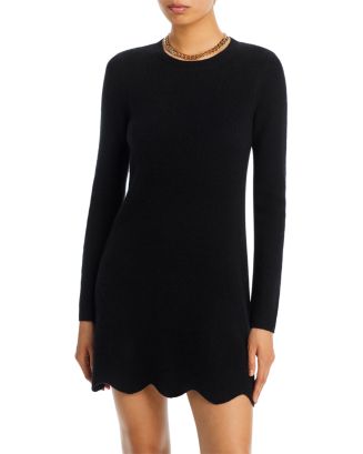 AQUA Scallop Hem Cashmere Mini Dress - 100% Exclusive | Bloomingdale's