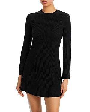 Aqua Cashmere Contour Ribbed Cashmere Mini Dress - 100% Exclusive In Black