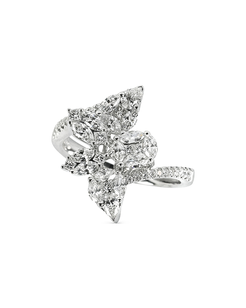 Zydo 18k White Gold Mosaic Diamond Cluster Ring In White