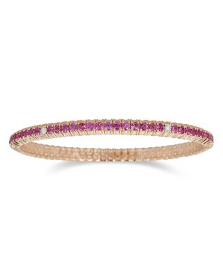 ZYDO - 18K Rose Gold Stretch Pink Sapphire & Diamond Row Bracelet