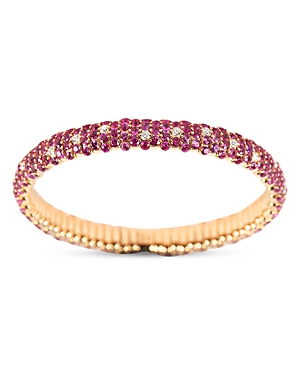 Shop Zydo 18k Rose Gold Stretch Pink Sapphire & Diamond Bracelet In Pink/rose Gold