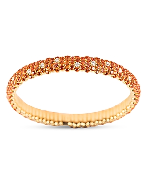 Shop Zydo 18k Yellow Gold Orange Sapphire & Diamond Domed Stretch Bracelet In Orange/gold