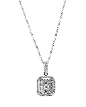 18K White Gold Diamond Octagonal Pendant Necklace, 16