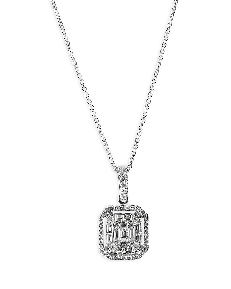 Zydo 18k White Gold Diamond Octagonal Pendant Necklace 16, 1.04 Ct. T. W. In White