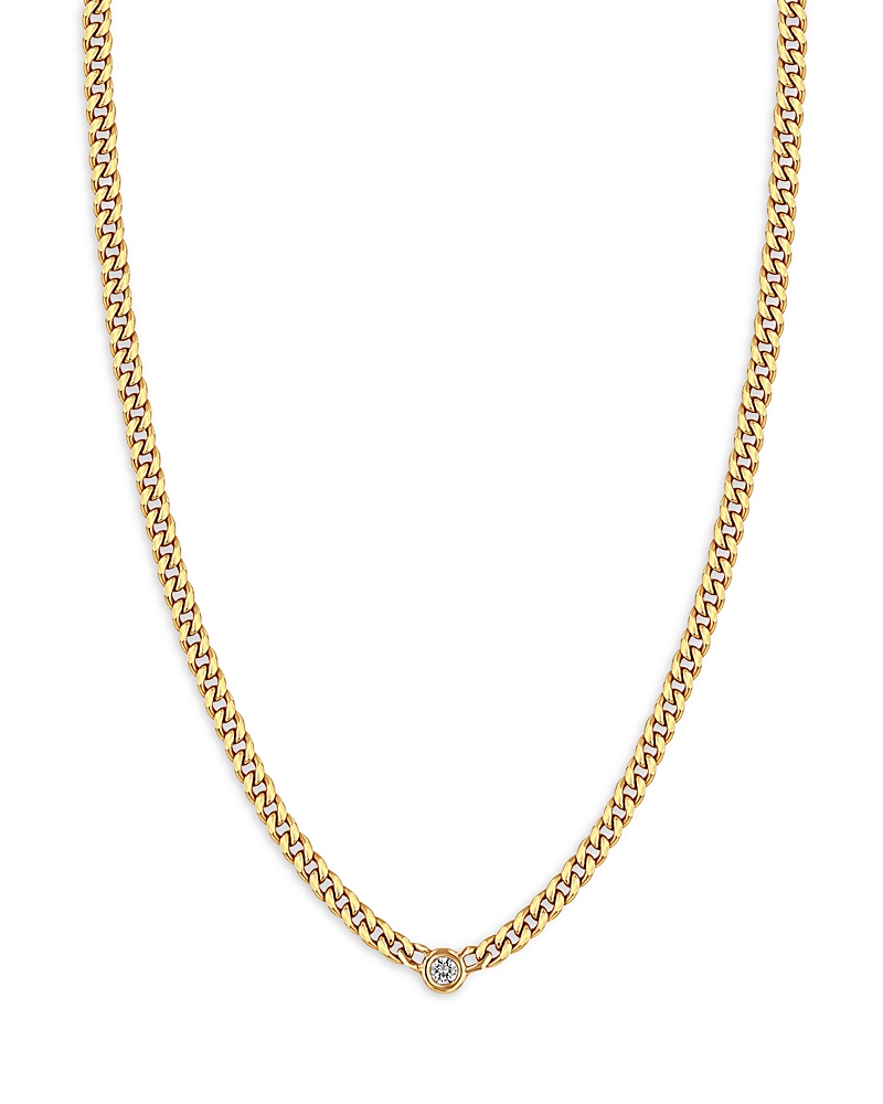 Zoe Chicco 14k Yellow Gold Floating Diamond Small Curb Chain Necklace, 16