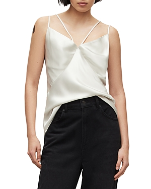 Allsaints Sassi Strappy Satin Camisole In Artic White