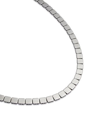 14K White Gold Cube Link Collar Necklace, 15.75-18"