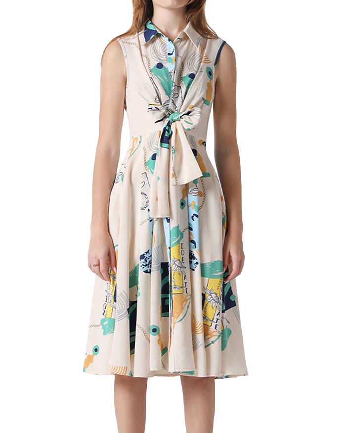 Gracia Tie Front Midi Shirt Dress | Bloomingdale's