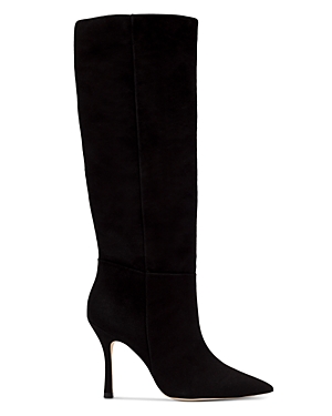 Larroude Black Kate 100 Suede Knee-high Boots In Black