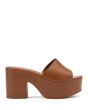 Larroude Miso Leather Platform Mules In Caramel