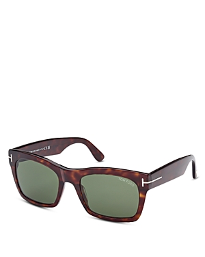 Shop Tom Ford Nico Square Sunglasses, 56mm In Havana/green Solid