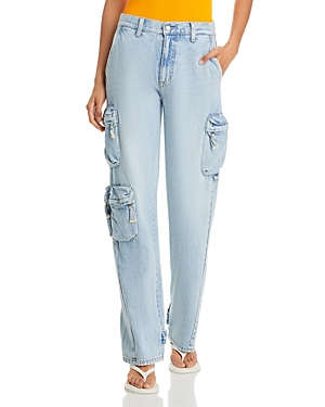 PISTOLA BOBBIE HIGH RISE LOOSE STRAIGHT CARGO JEANS IN TIDAL WAVE