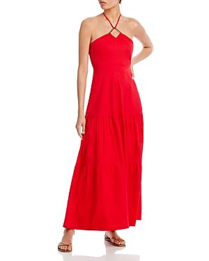 Aqua Cotton Halter Maxi Dress - 100% Exclusive In Red