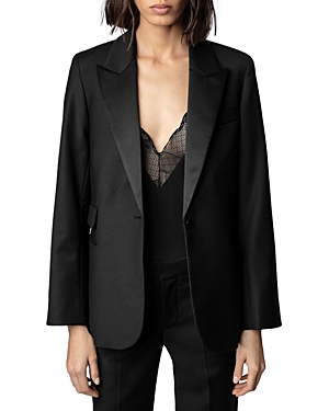 Zadig & Voltaire Women's Venus Peak Lapel Virgin Wool Blend Blazer In Noir