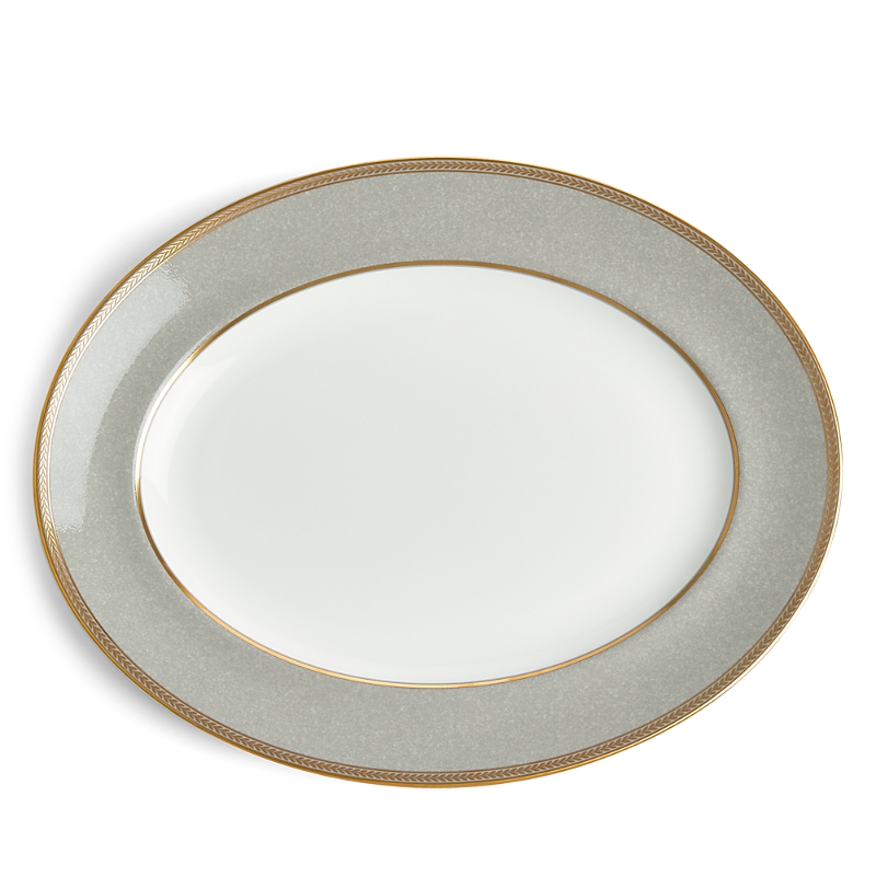 Wedgwood Renaissance Grey Oval Platter In Multi