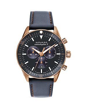 Shop Movado Calendoplan S Bronze Ion Plated Stainless Steel Chronograph, 42mm In Black/blue