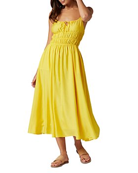 Yellow Belted Midi Dress With Green Accessories + link up - Style Splash