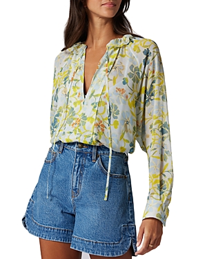 Shop Joie Daisy Collared Blouse In Cerulean Multi