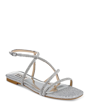 Badgley Mischka Ivie Ankle Strap Sandal In Silver Textile
