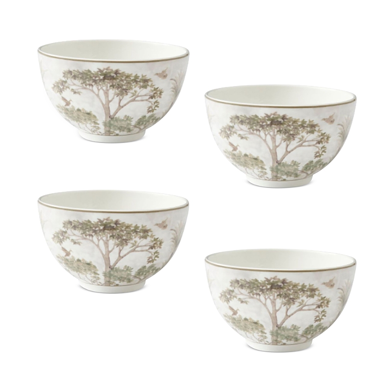 Spode Kit Kemp By Tall Trees Rice Bowl, Set Of 4 In Green/brown