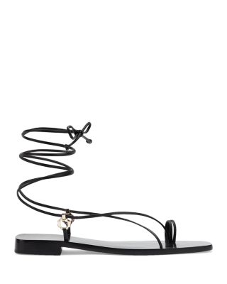 Larroudé - Women's Portofino Ankle Tie Toe Ring Flat Sandals