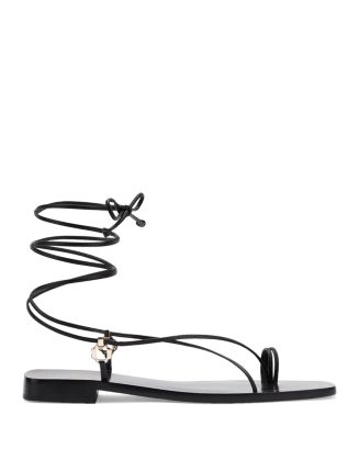 Larroudé Women's Portofino Ankle Tie Toe Ring Flat Sandals | Bloomingdale's