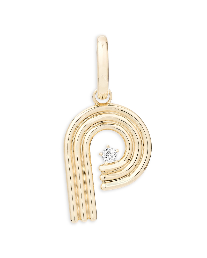 Adina Reyter 14k Yellow Gold Groovy Diamond Initial Pendant