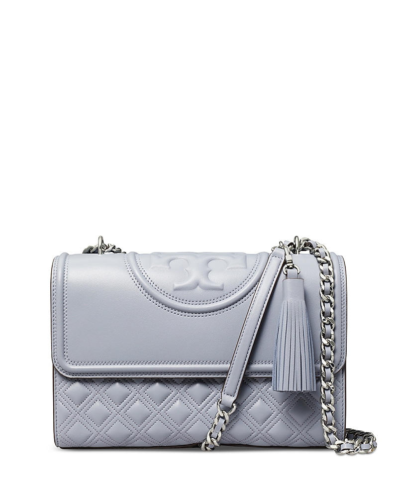 Tory Burch Fleming Medium Quilted Leather Convertible Shoulder Bag In Cloud Blue