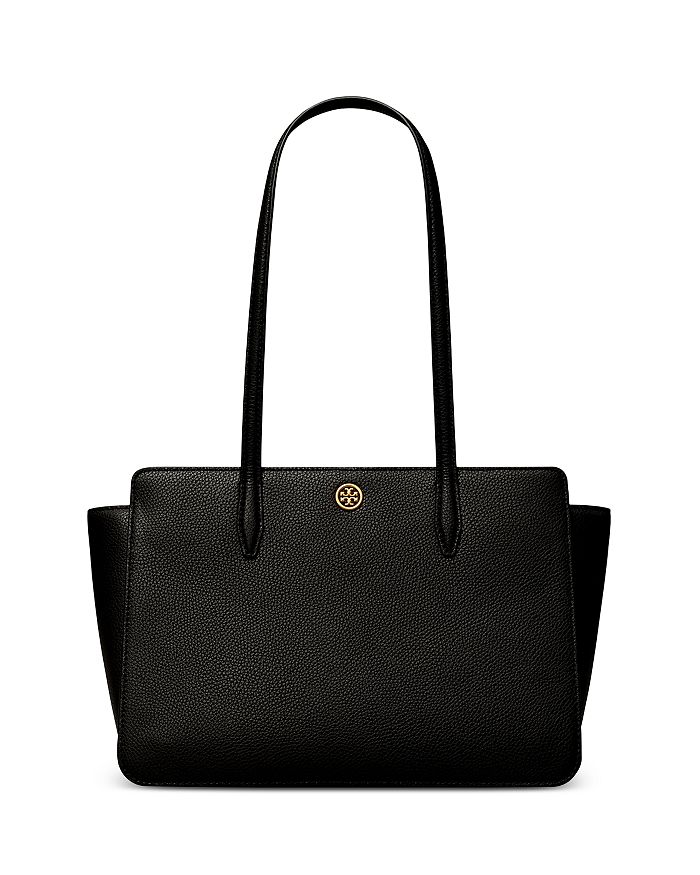 Tory Burch Robinson Pebbled Leather Tote Bag Black