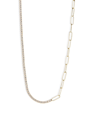 Argento Vivo Cubic Zirconia Tennis & Chain Link Collar Necklace In 18k Gold Plated Sterling Silver, 14-16