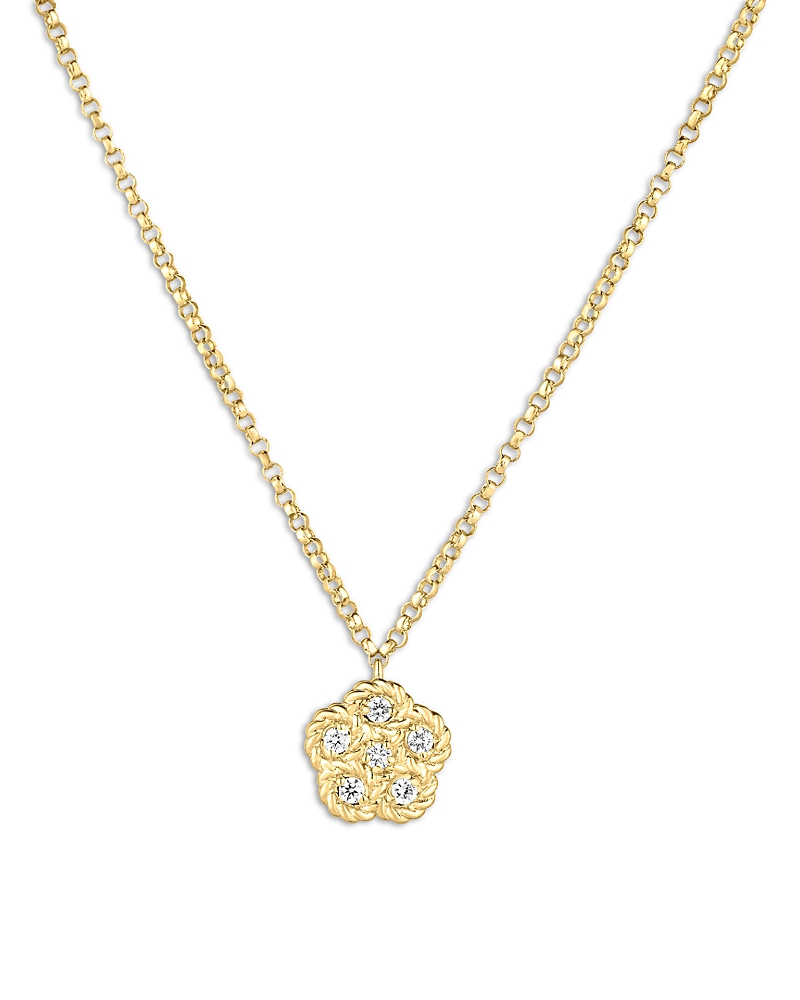 Roberto Coin 18k Yellow Gold Daisy Diamond Flower Pendant Necklace, 16-18 - Exclusive In Gold